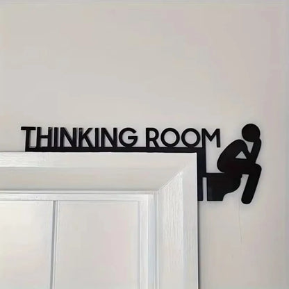Señal Moderna de Metal para Puerta de Baño. Elegante Escultura de Pared "Thinking Room" para el Hogar. Arte Decorativo Colgante.