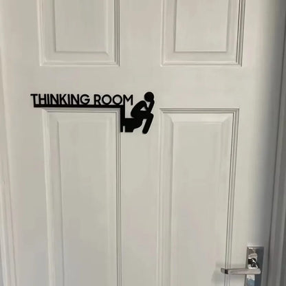 Señal Moderna de Metal para Puerta de Baño. Elegante Escultura de Pared "Thinking Room" para el Hogar. Arte Decorativo Colgante.