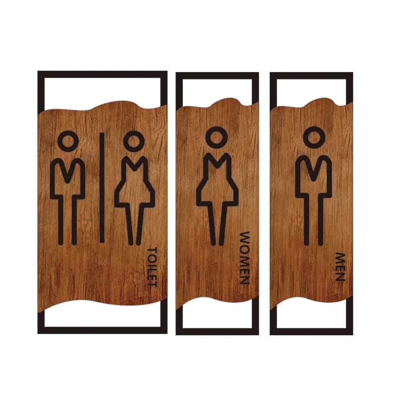 Señalización de Baño Simil Madera para Hombres y Mujeres. Cartel Decorativo para Puertas de Baño, Vestuario, Gimnasio o Dormitorio.