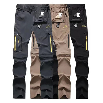 Pantalones Softshell Outdoor Hombre Verano, Elásticos, Finos, Impermeables. Ideales para Trekking, Senderismo, Camping, Pesca, Ciclismo. Desmontables.