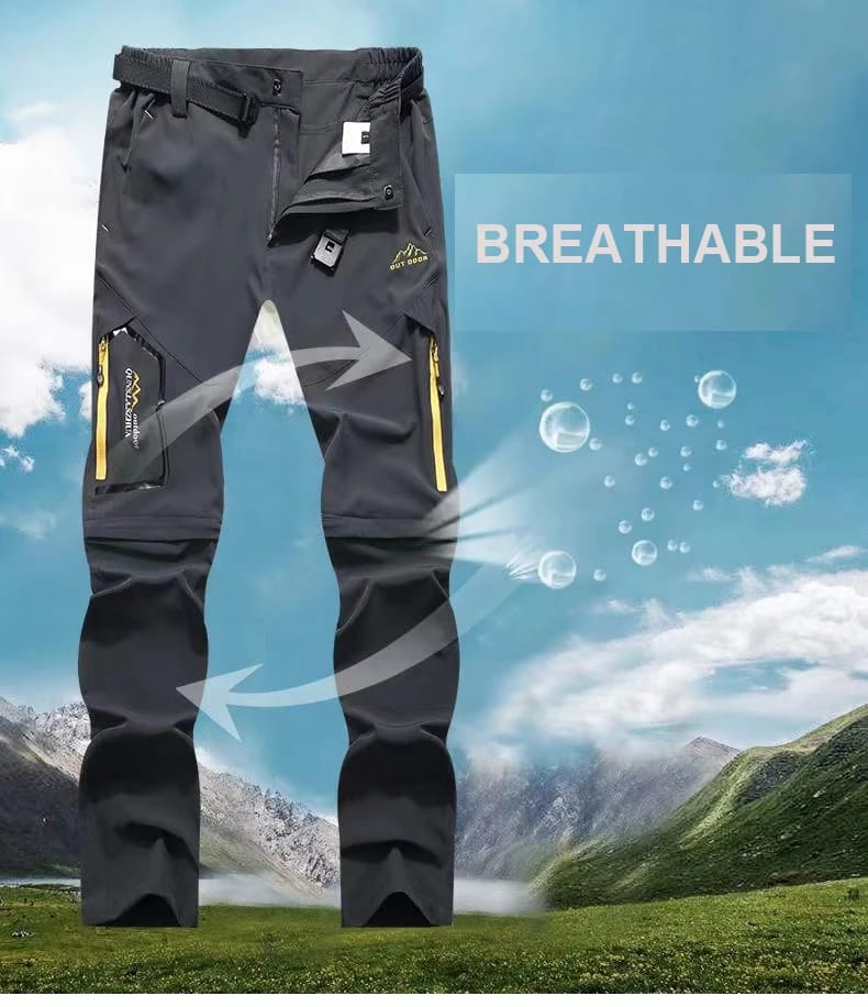 Pantalones Softshell Outdoor Hombre Verano, Elásticos, Finos, Impermeables. Ideales para Trekking, Senderismo, Camping, Pesca, Ciclismo. Desmontables.