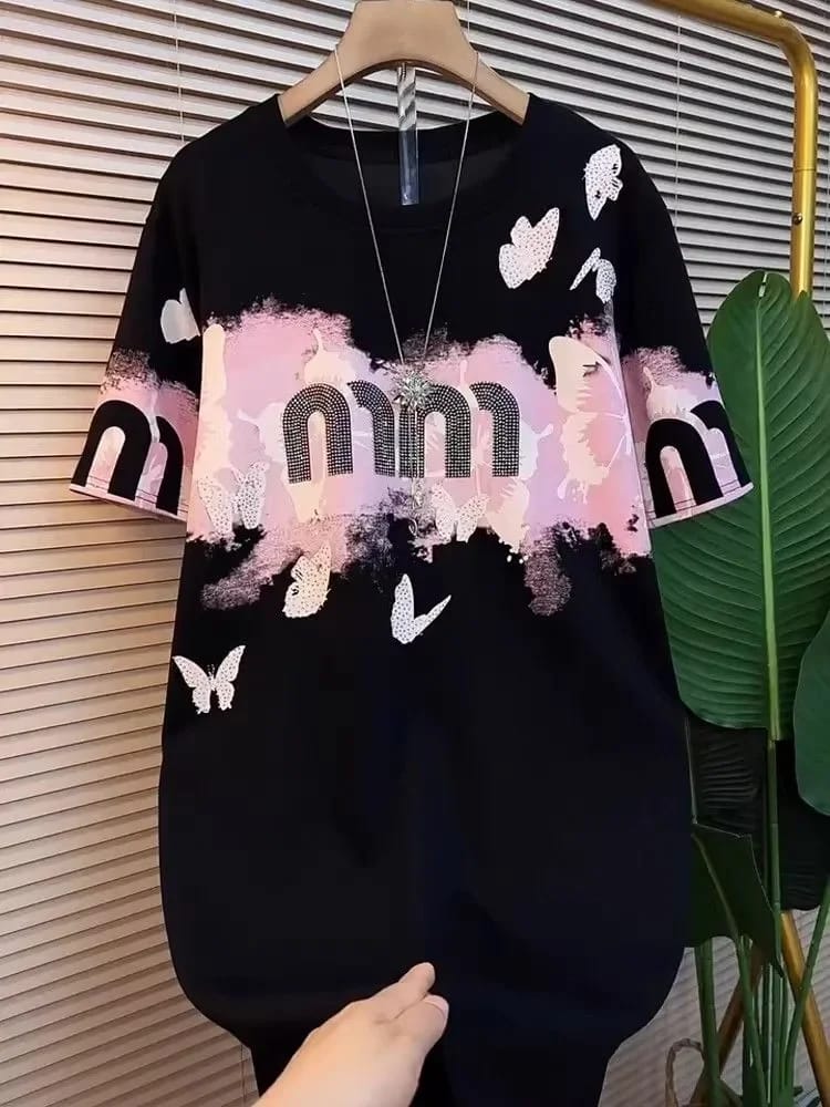 Vestido Buzo Con Capucha Manga Corta Estampado Letras Holgado Largo Medio Estilo Coreano Para Mujer Nuevo