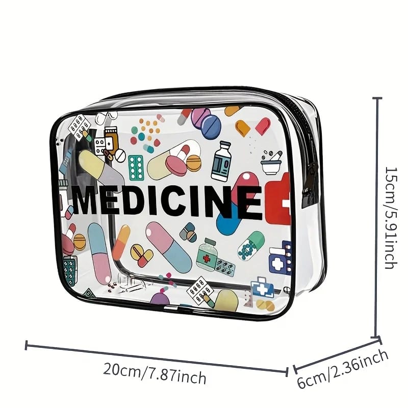 Bolso organizador de viaje para cosméticos y medicamentos, para mujer, gran capacidad. Transparente, fácil de limpiar, ideal para uso diario y viajes.