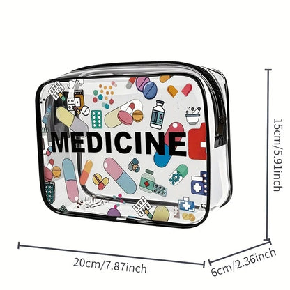 Bolso organizador de viaje para cosméticos y medicamentos, para mujer, gran capacidad. Transparente, fácil de limpiar, ideal para uso diario y viajes.