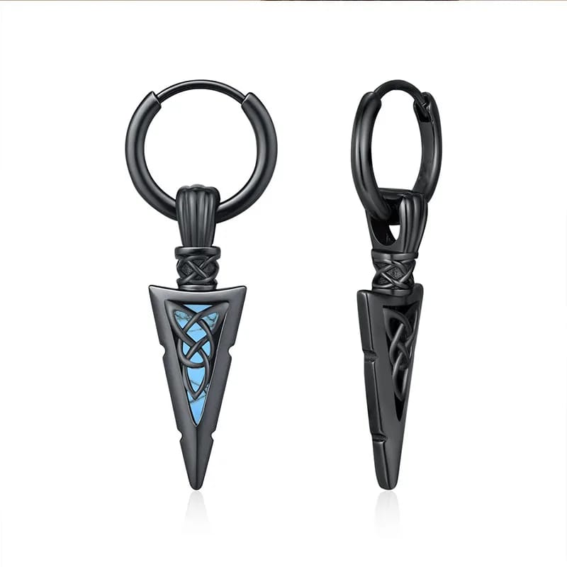 Caravanas unisex, negras y verdes, diseño de flecha en cobre. Joyería moderna estilo Vikingo, punk y hip-hop.
