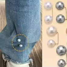 1/2/3/4 Pares de Clips Ajustables para Jeans con Perlas: Ajuste de Tobillo y Largo, Broche Anti-escote y Hebilla Multiuso.