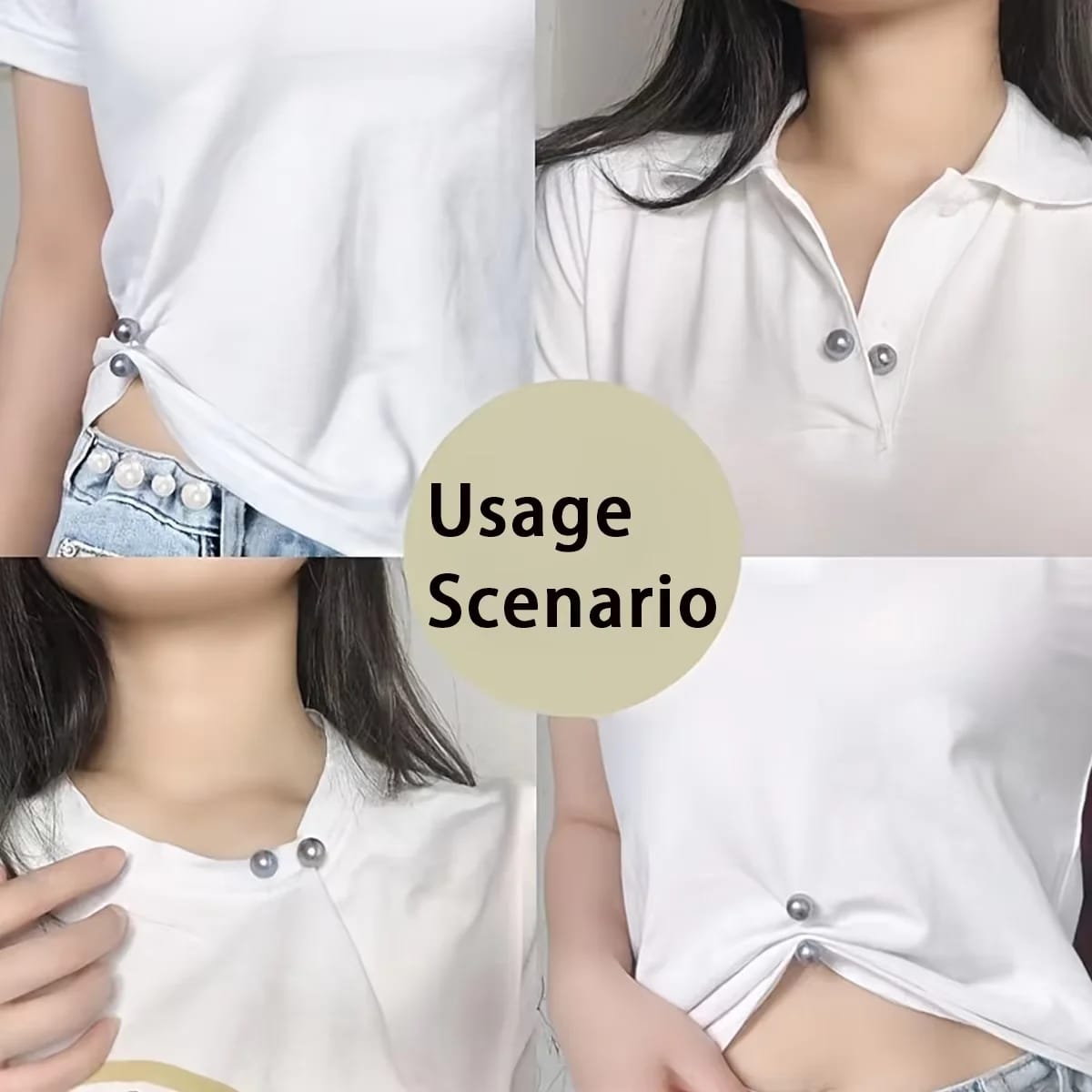 1/2/3/4 Pares de Clips Ajustables para Jeans con Perlas: Ajuste de Tobillo y Largo, Broche Anti-escote y Hebilla Multiuso.