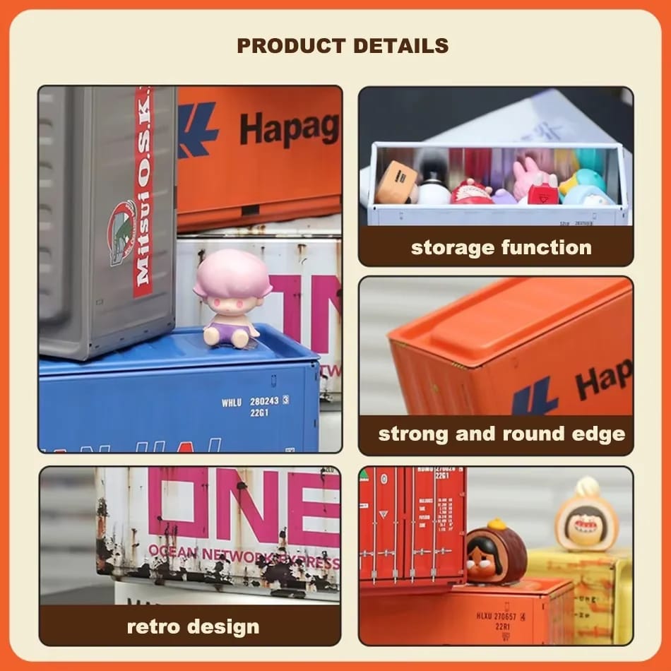 Mini Contenedor Modelo para Escritorio. Caja Exhibidora de Almacenamiento Decorativa para Coleccionar Pequeños Objetos o como Regalo.