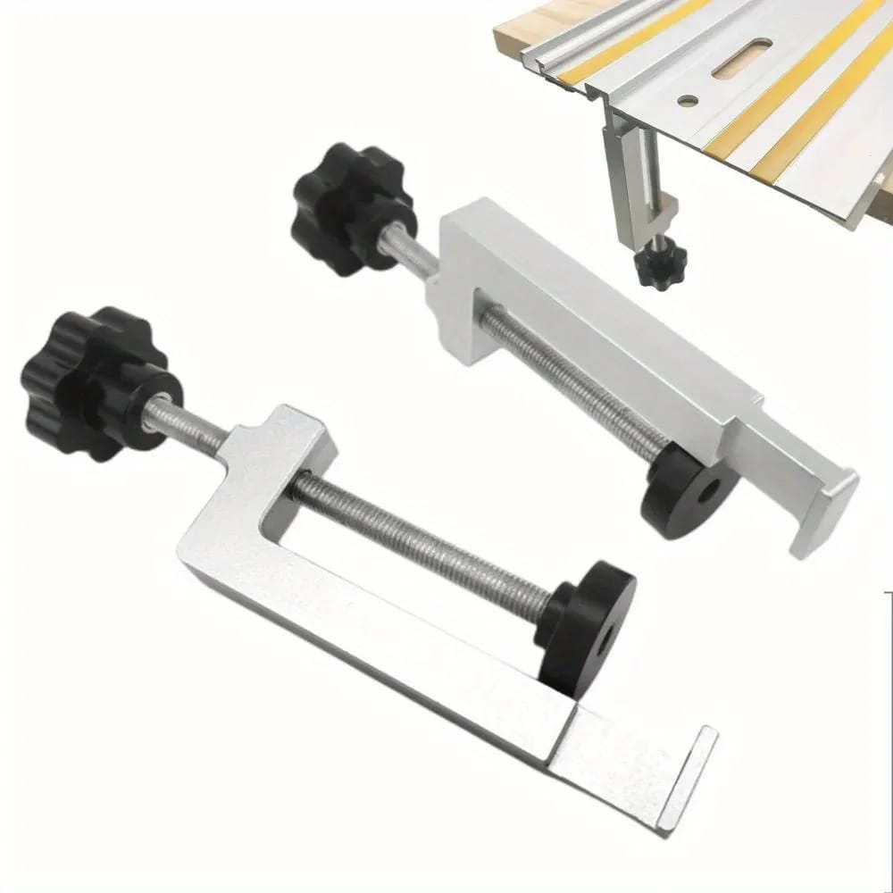 Set de 2 Abrazaderas de Mesa Universales para Guías / Ranura T / Rieles de Sierra. Abrazaderas Fijas de Aluminio para Banco de Trabajo de Carpintería.