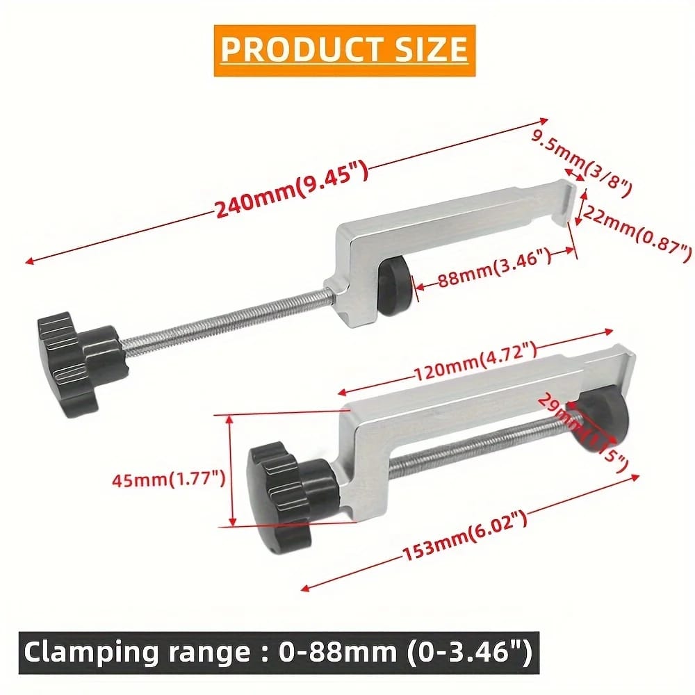 Set de 2 Abrazaderas de Mesa Universales para Guías / Ranura T / Rieles de Sierra. Abrazaderas Fijas de Aluminio para Banco de Trabajo de Carpintería.