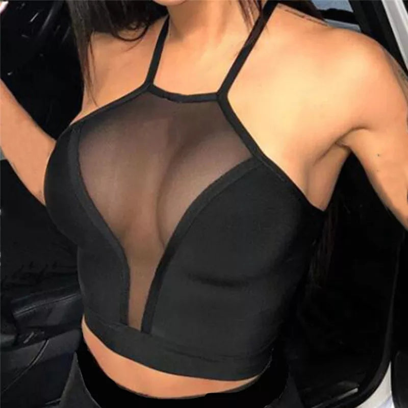 Musculosa dama escote transparente
