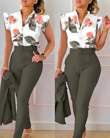 Conjunto dama casual pantalon + blusa