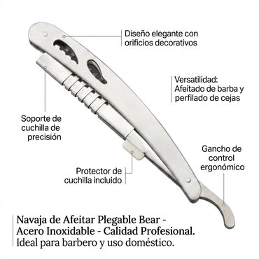 Bear Shaving Knife Folding Straight Razors Stainless Steel Hair Remover Eyebrow Shaver Professional Barber Hair Manual Sale