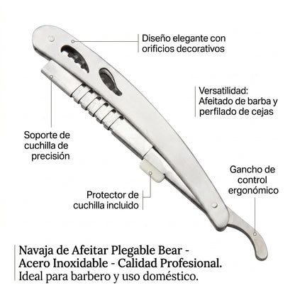 Bear Shaving Knife Folding Straight Razors Stainless Steel Hair Remover Eyebrow Shaver Professional Barber Hair Manual Sale