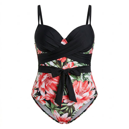 Bikini dama Entera Plus Size flores de atar