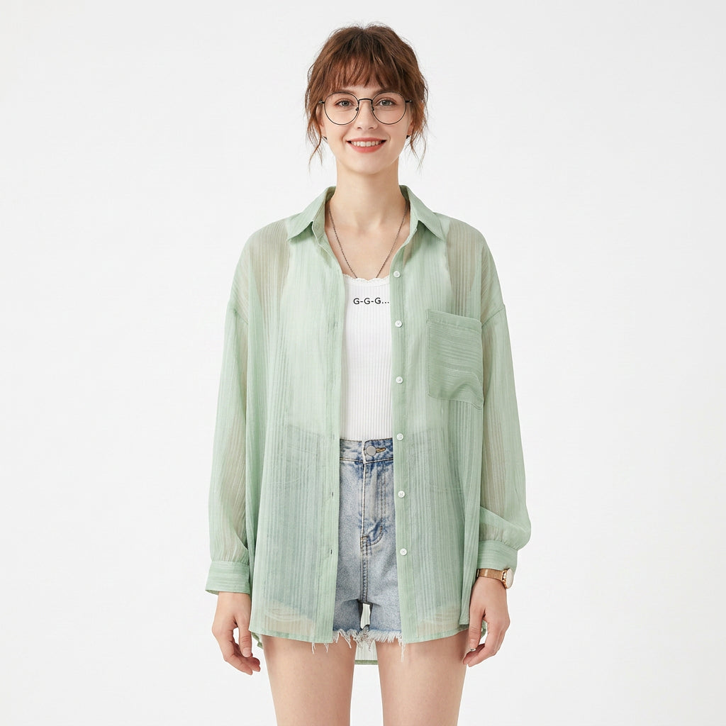 Camisa dama de shiffon suelta