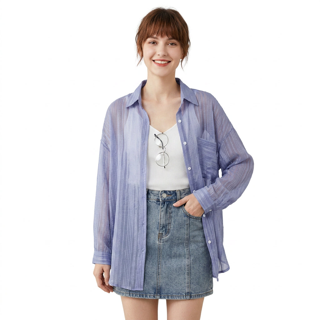 Camisa dama de shiffon suelta