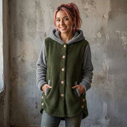 Campera Liviana Mujer Buzo Gato Capucha Polar