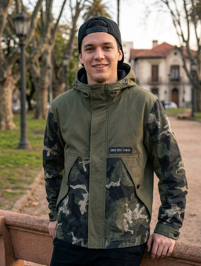 Campera  hombre Erdu de lona bolsillos frontales 