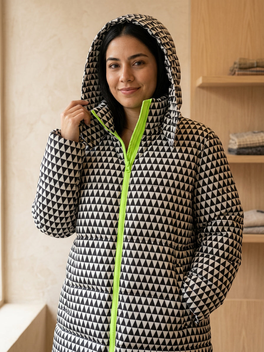 Campera dama larga Cuadrille Cierre fluo