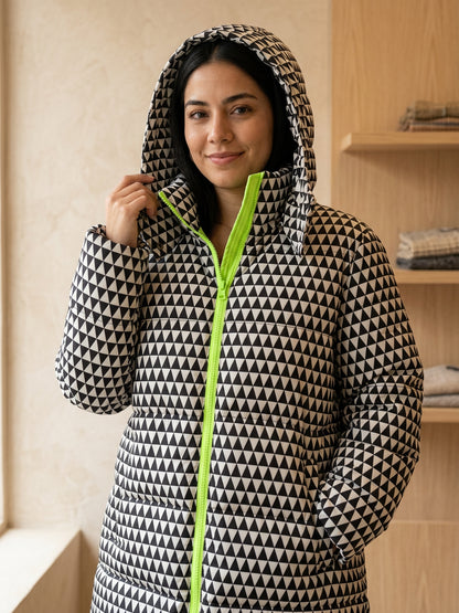 Campera dama larga Cuadrille Cierre fluo