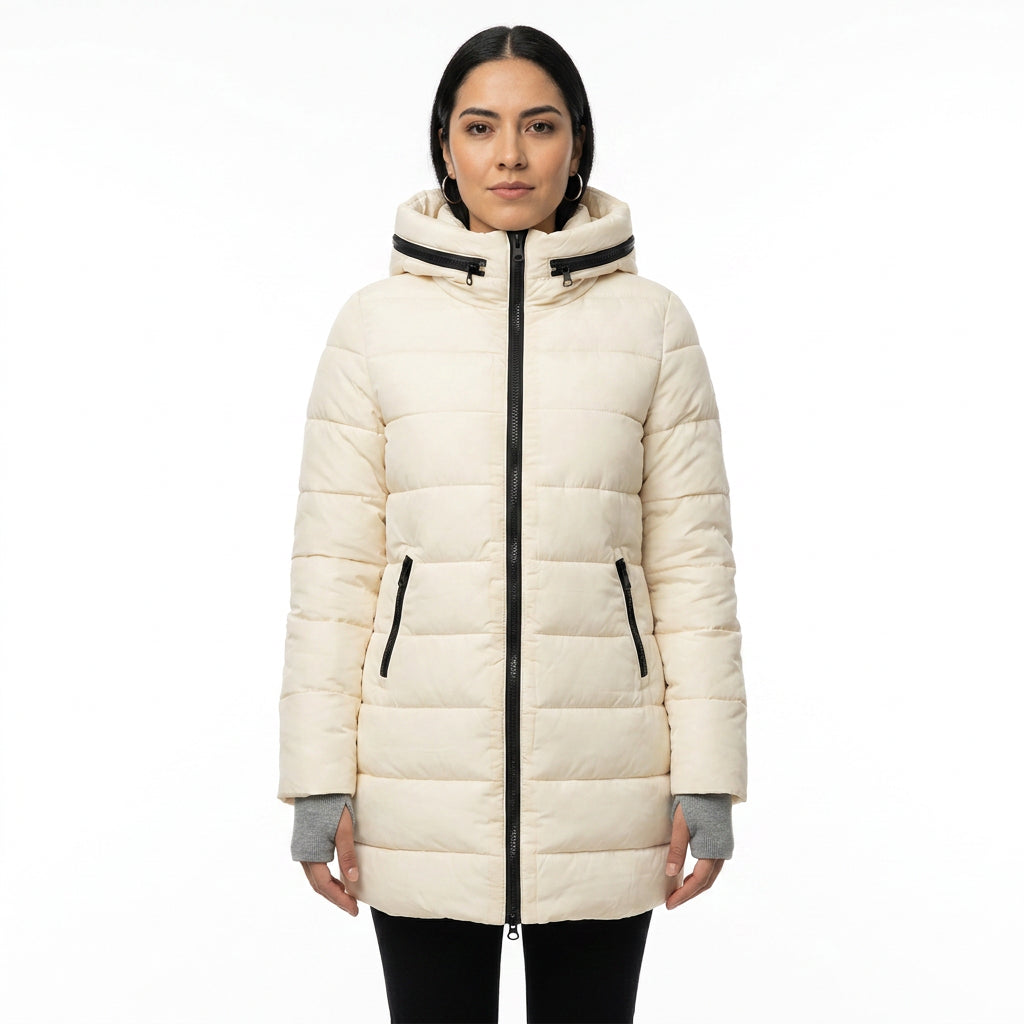 Campera dama parka Nylon inflada puños