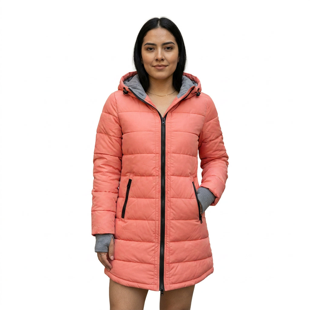 Campera dama parka Nylon inflada puños