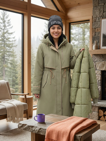 Campera dama parka forro extraíble y capucha