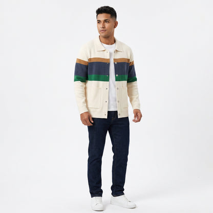 Campera hombre de hilo colores y bolsillos al frente 