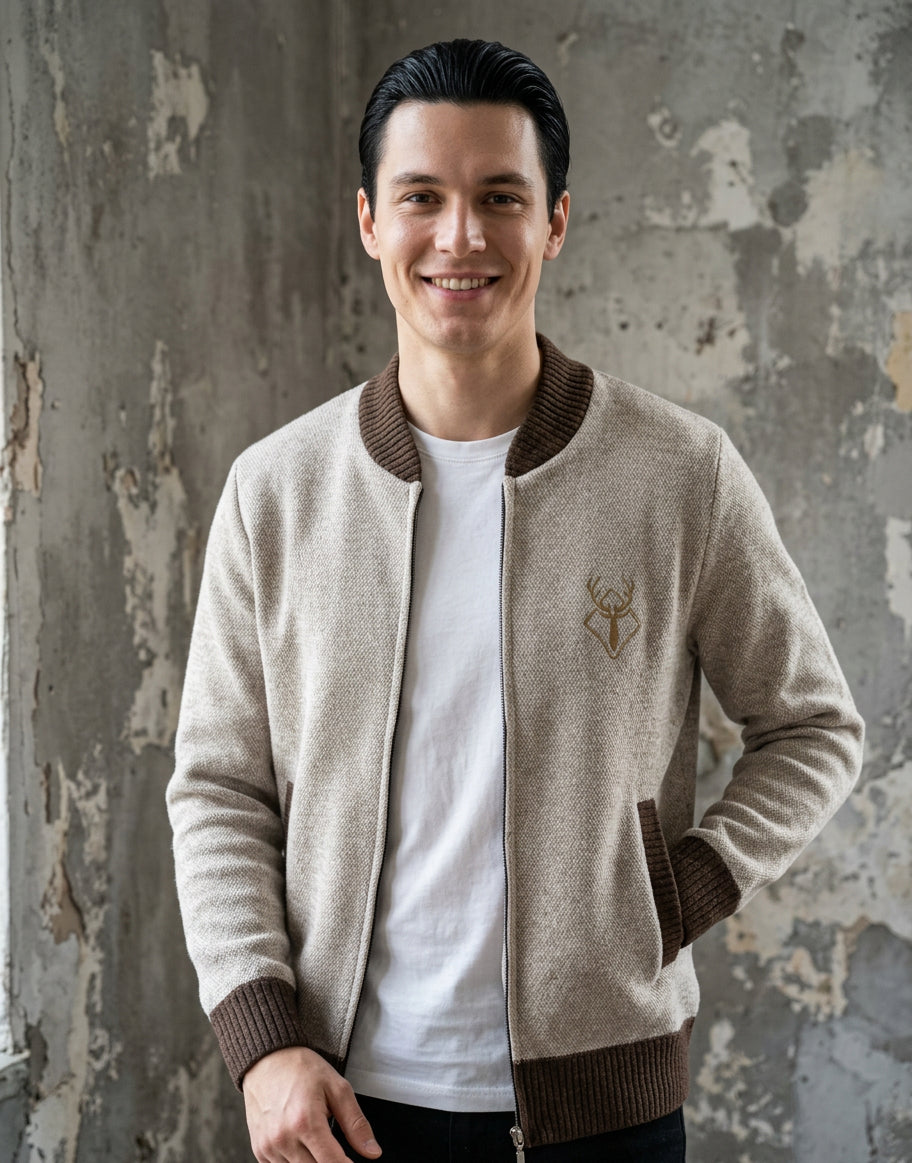 Campera hombre de hilo con con detalle Ciervo 