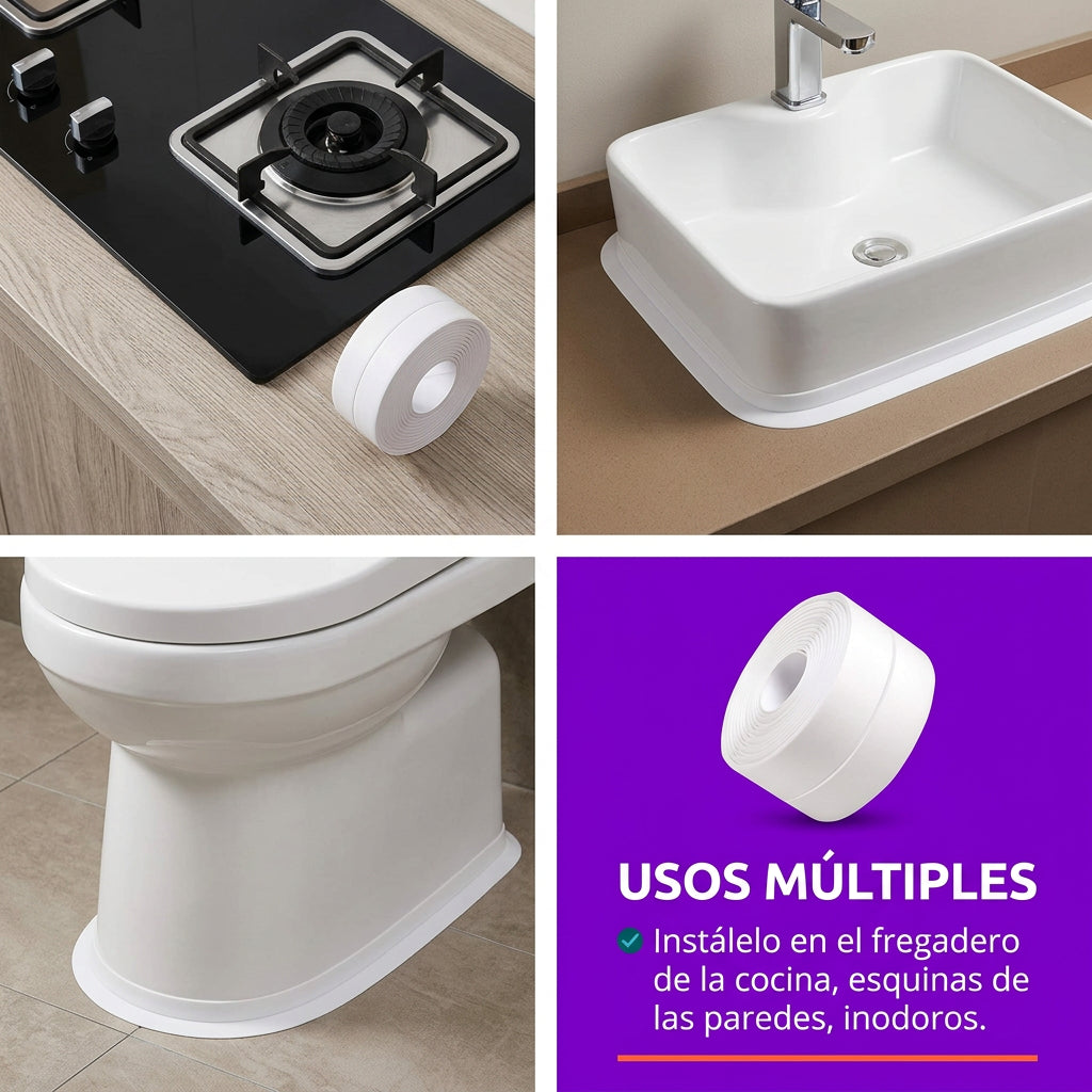 Cinta Selladora Impermeable Baño Antimoho Autoadhesiva 