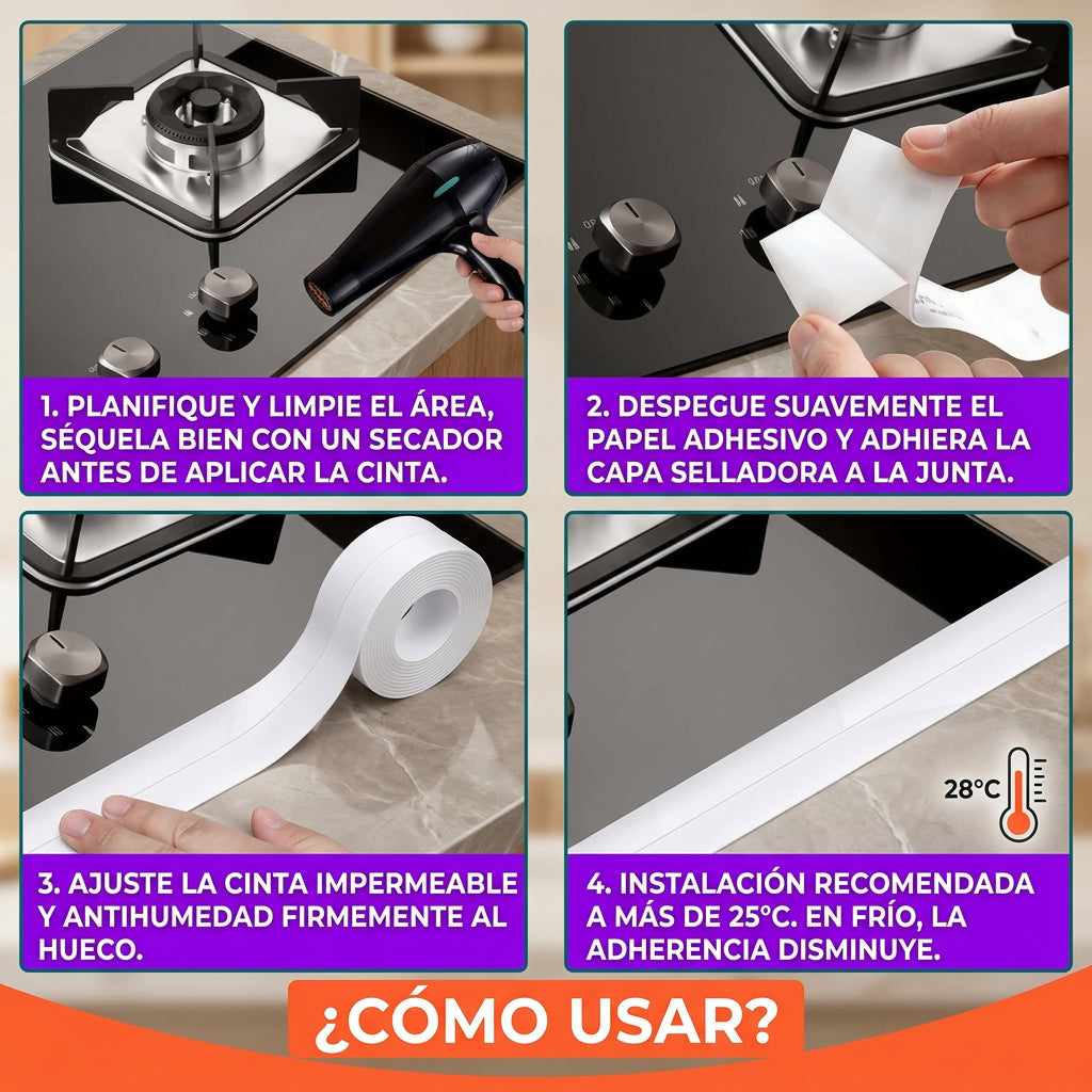 Cinta Selladora Impermeable Baño Antimoho Autoadhesiva 