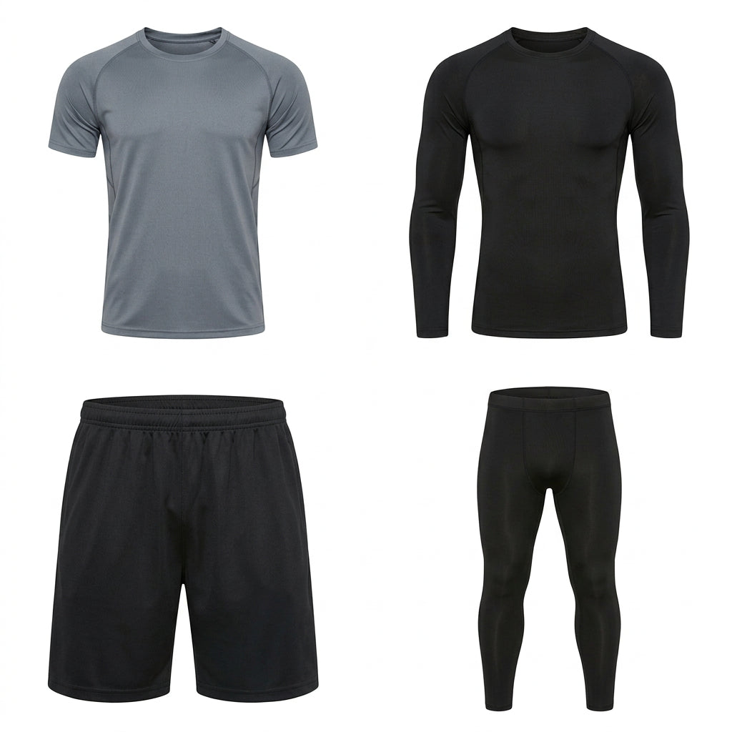 Conjunto hombre short + calza larga + 2 remeras