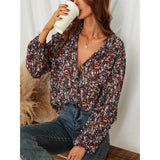 Camisa Con Botones Y Estampado Floral, Blusa Informal