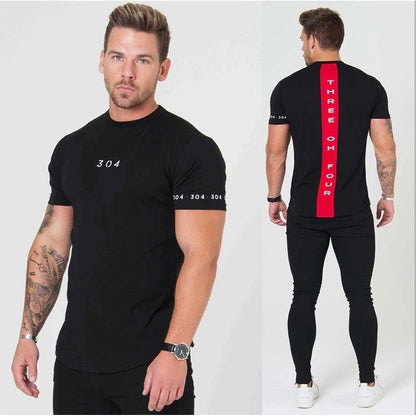 Remera Hombre Linea roja en espalda