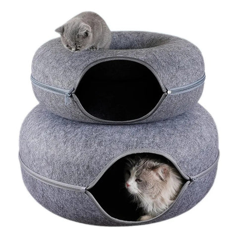Cama Tunel Rascador Para Gatos Dona De Fieltro Suave 40 Cm