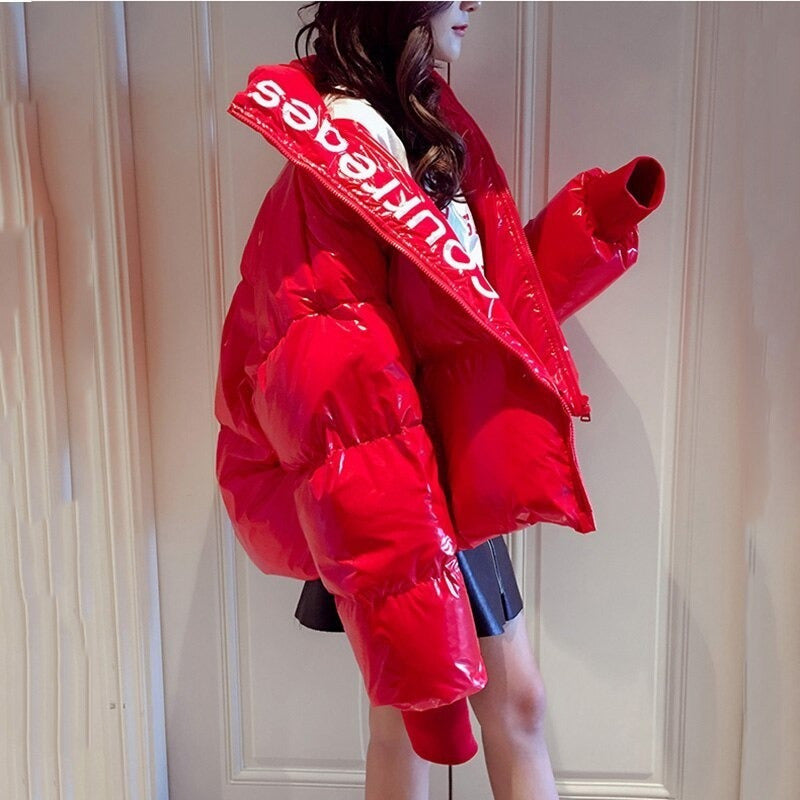 Campera dama Nylon brillante corta