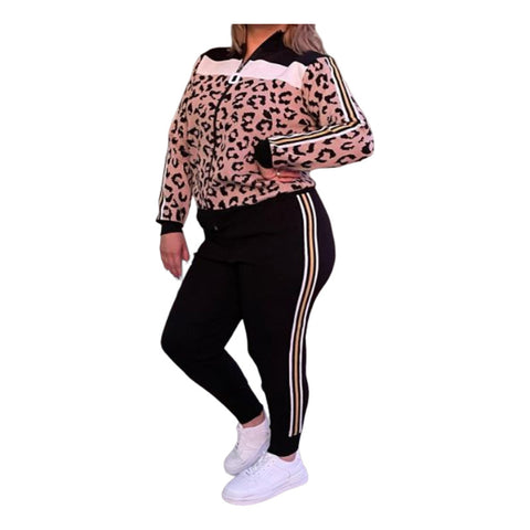 Conjunto Pantalon Y Campera Hilo Animal Print Divino Dama