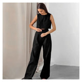 Conjunto Dama Lino Pantalon Y Remera Black