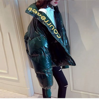 Campera dama Nylon brillante corta