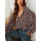 Camisa Con Botones Y Estampado Floral, Blusa Informal