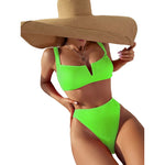 Bikinis Y Mayas  2 Piezas Colores Fluo Tiro Alto