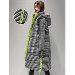 Campera Parka Dama Nylon Cuadritos Fluo