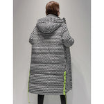 Campera Parka Dama Nylon Cuadritos Fluo