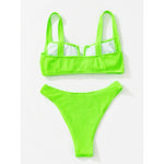 Bikinis Y Mayas  2 Piezas Colores Fluo Tiro Alto