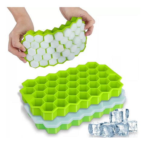 Cubetera Hielera Hielo Cubitos Silicona Con Tapa