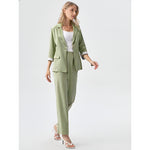 Conjunto Dama Chaqueta Manga Rayada Musculosa Pantalon
