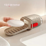 Jabonera  Portátil Con Tapa - Diseño Sellado Y Drenable