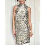 Vestido Dama Midi Eliza F Lentejuelas Plata Y Dorado