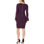 Vestido Dama Calvin Klein Ajustado De Manga Acampanada Crepe